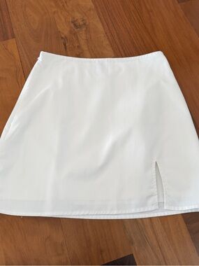 Women's White Mini Skirt with Side Slit